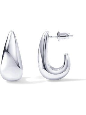 14K Gold Plated Sterling Silver Huggie Earrings | Statement Dome Hoop for Women